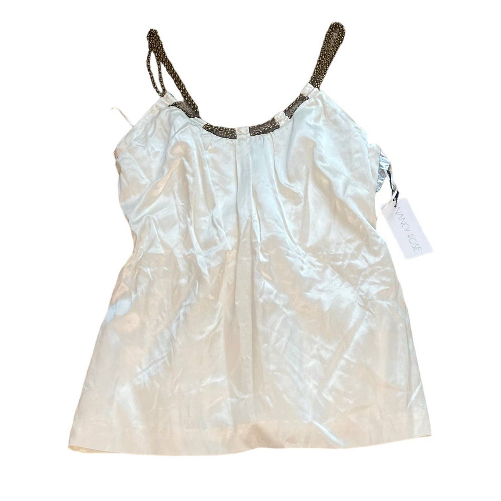NEW Vintage Nancy Rose Silk Cream One Shoulder Blouse Size 8 Deadstock